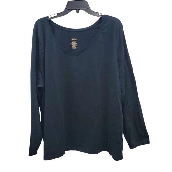 Mossimo Woman's Black Basic Long Sleeve V-Neck Tee T-shirt Top Plus Size 28W/30W - Picture 1 of 4
